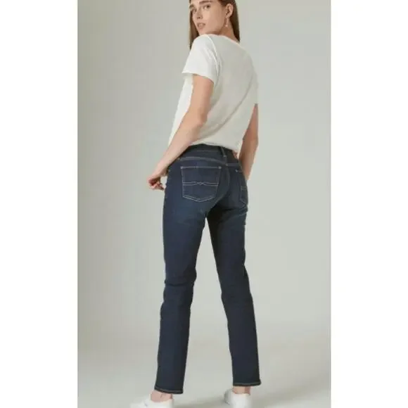 Lucky Sweet' N Straight Mid Rise Straight Denim Jeans Dark Blue Wash 27/4 Ankle - Picture 3 of 11